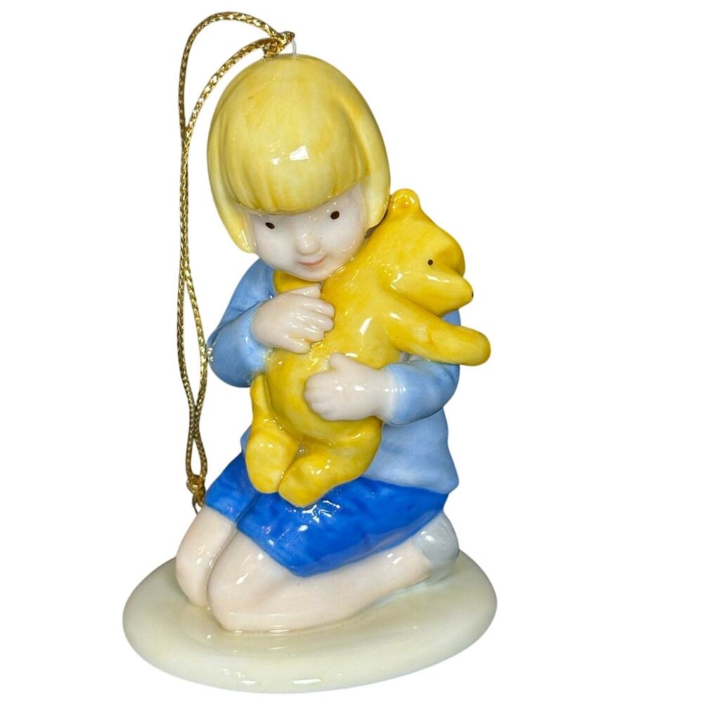 Disney Christopher Robin Pooh Bear "How I Do Love You" Porcelain Ornament!